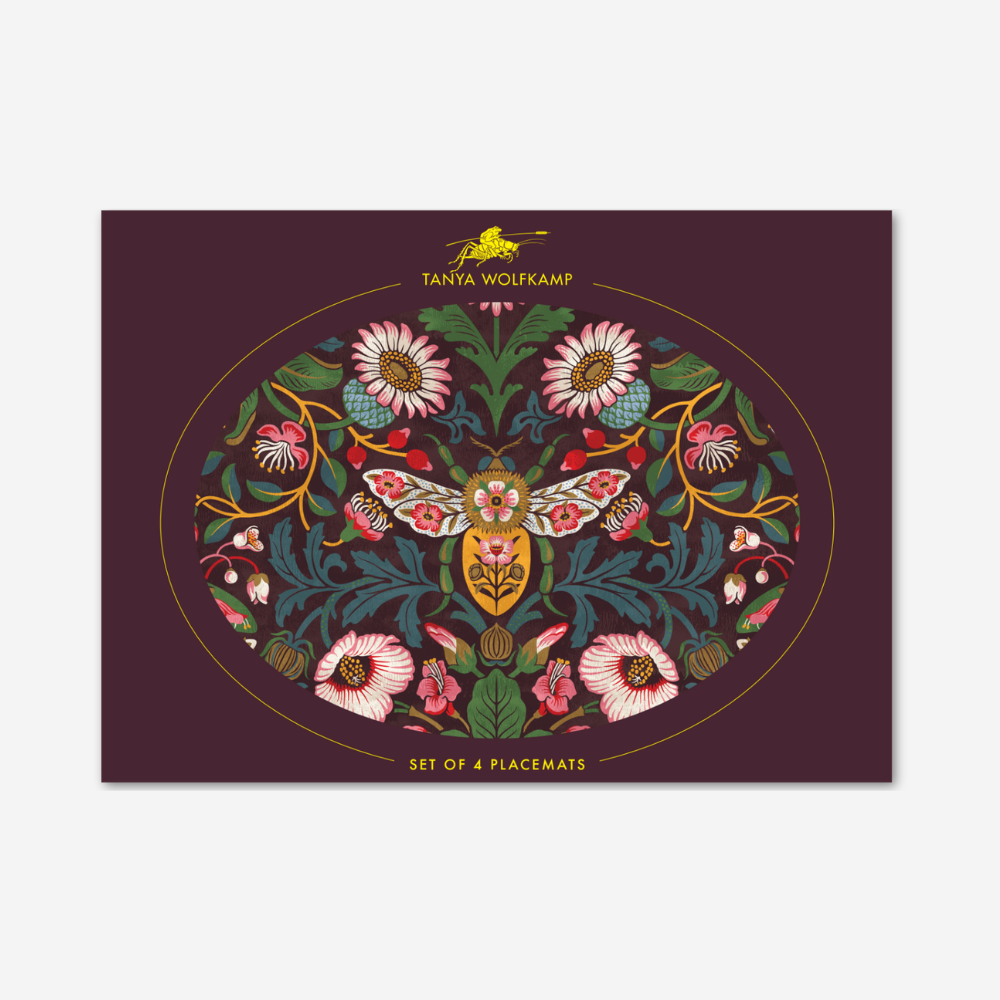 Tanya Wolfkamp Oval Placemat set of 4 - Damask