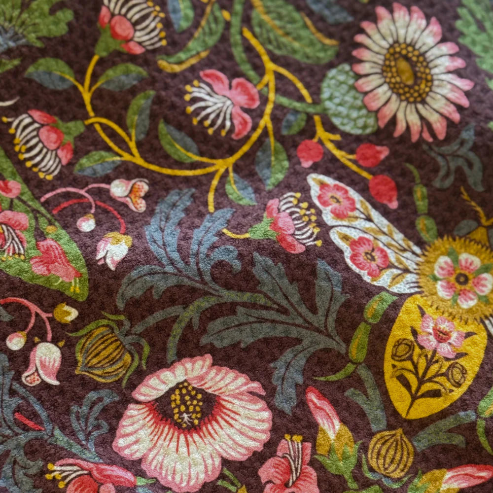 TANYA WOLFKAMP Tea Towel - Damask Decorative poster with floral and insect pattern