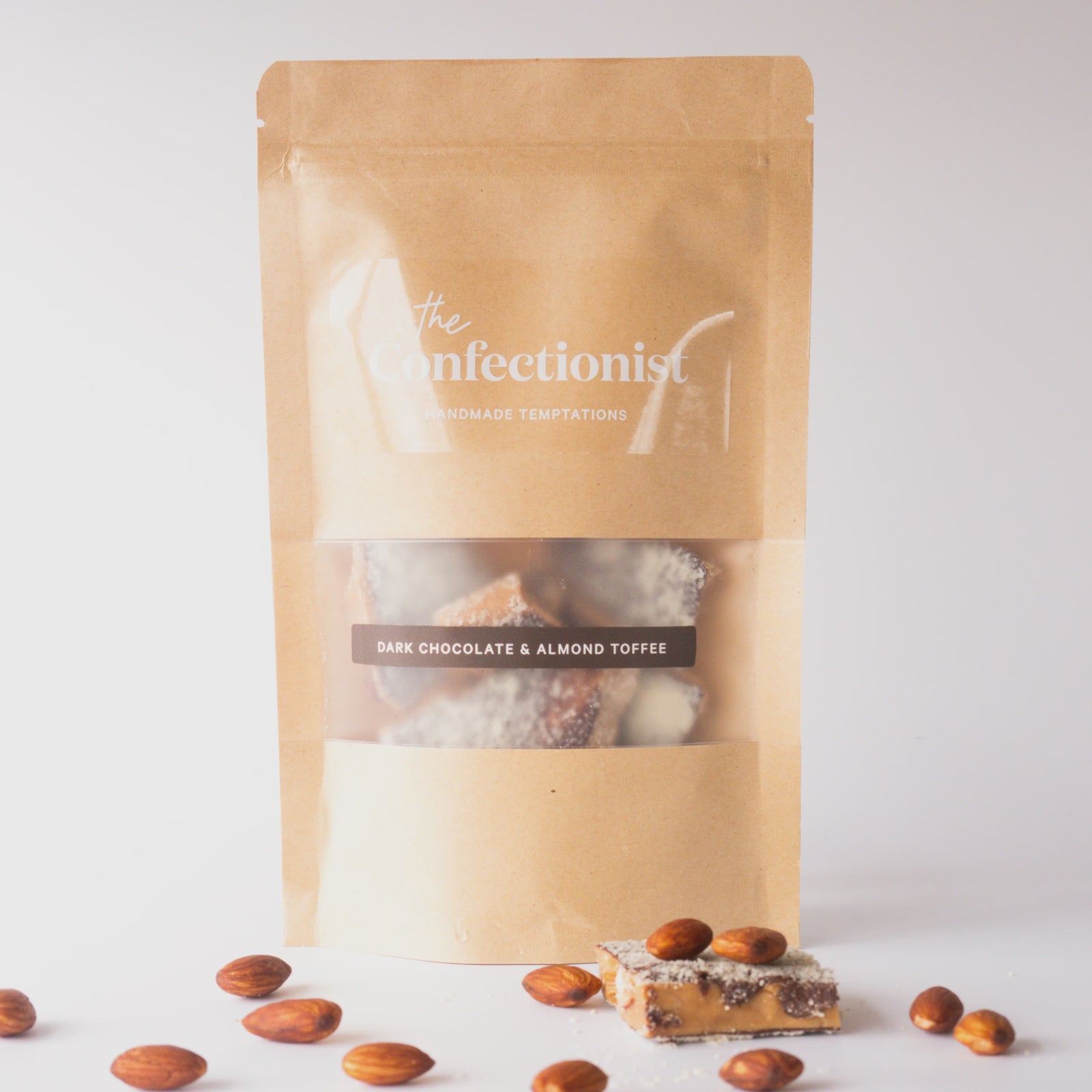 The Confectionist Dark Chocolate & Almond Toffee 100g Pouch