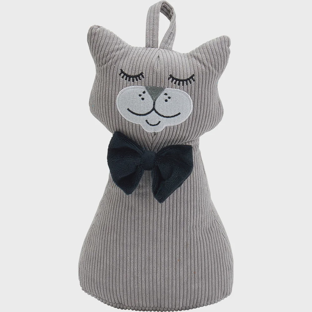 Doorstop - Happy Cat Gray cat-shaped