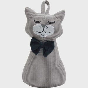 Doorstop - Happy Cat Gray cat-shaped