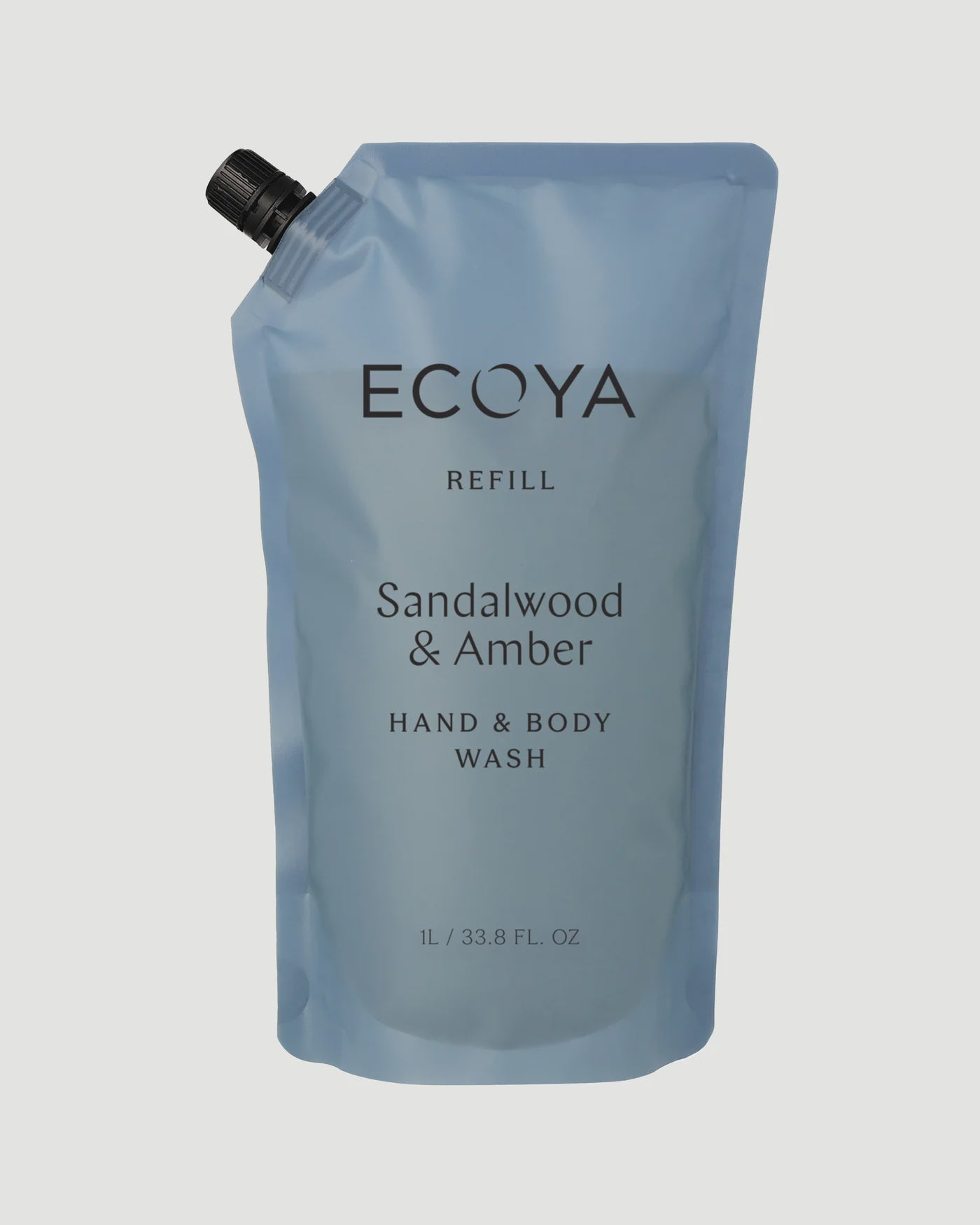 ECOYA refill pouch for sandalwood and amber hand and body wash