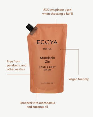 ECOYA Mandarin Gin hand and body wash refill pouch