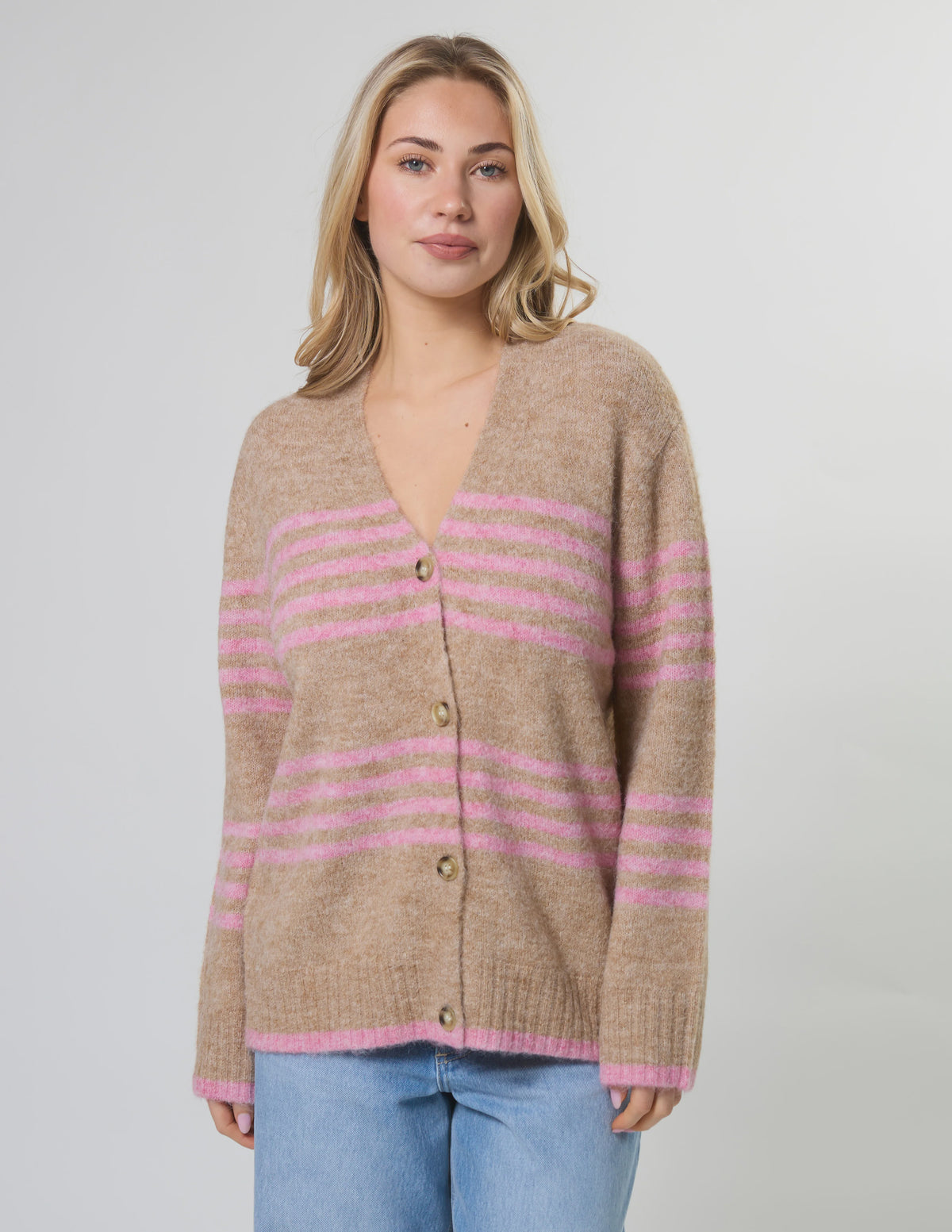 Stella+Gemma Stripe Cardigan - Desert Rose