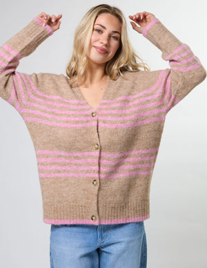 Stella+Gemma Stripe Cardigan - Desert Rose