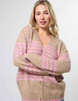 Stella+Gemma Stripe Cardigan - Desert Rose