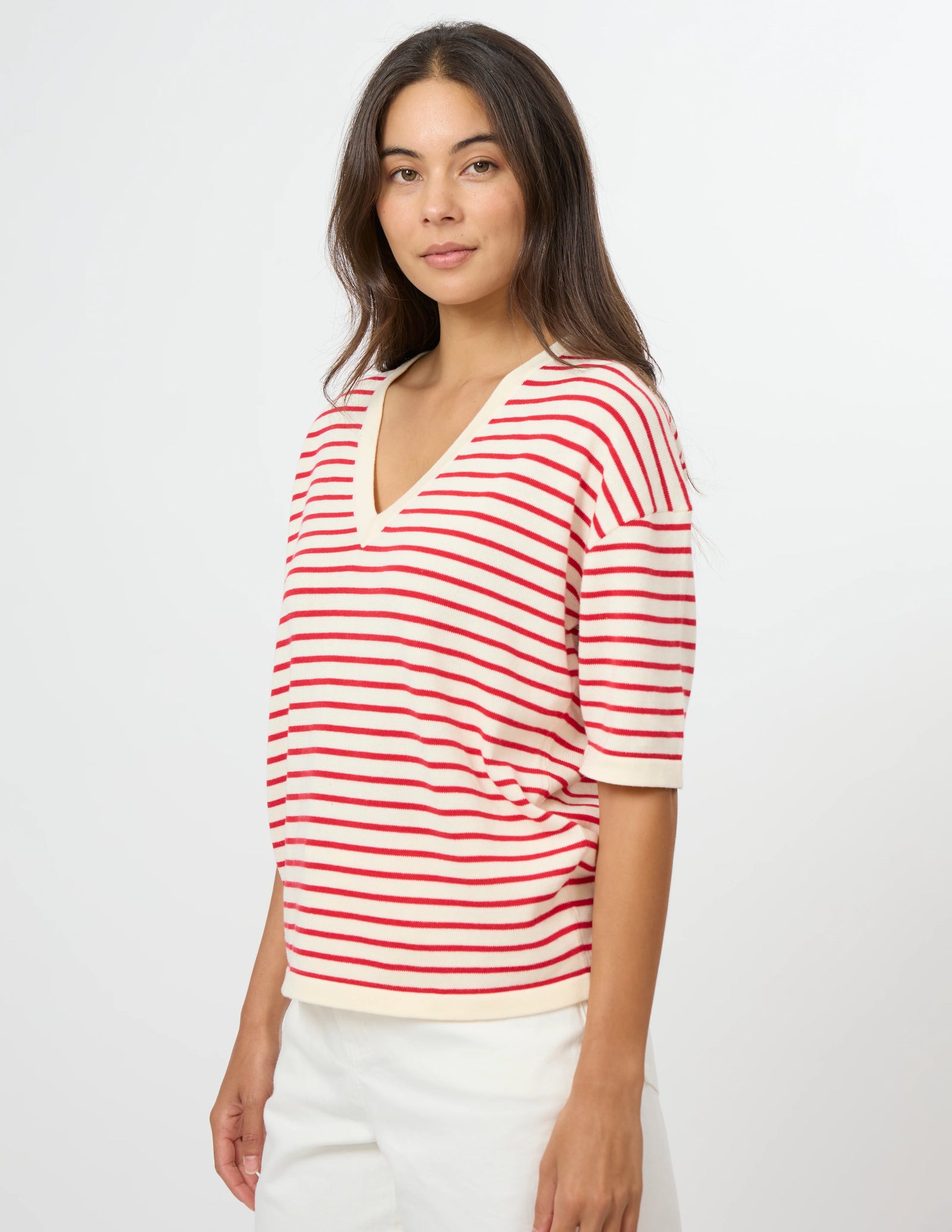 Celine Knit - Ivory/Red