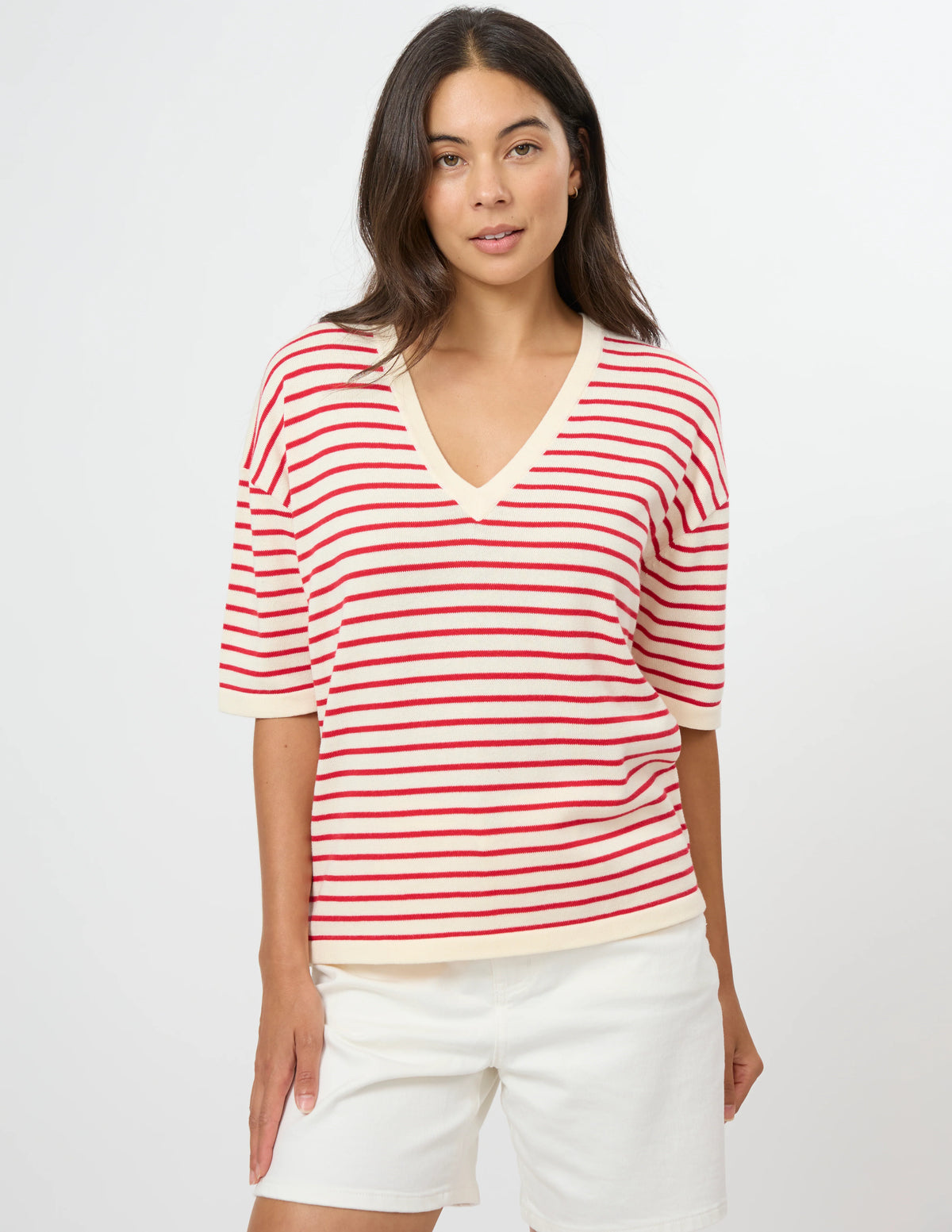 Celine Knit - Ivory/Red