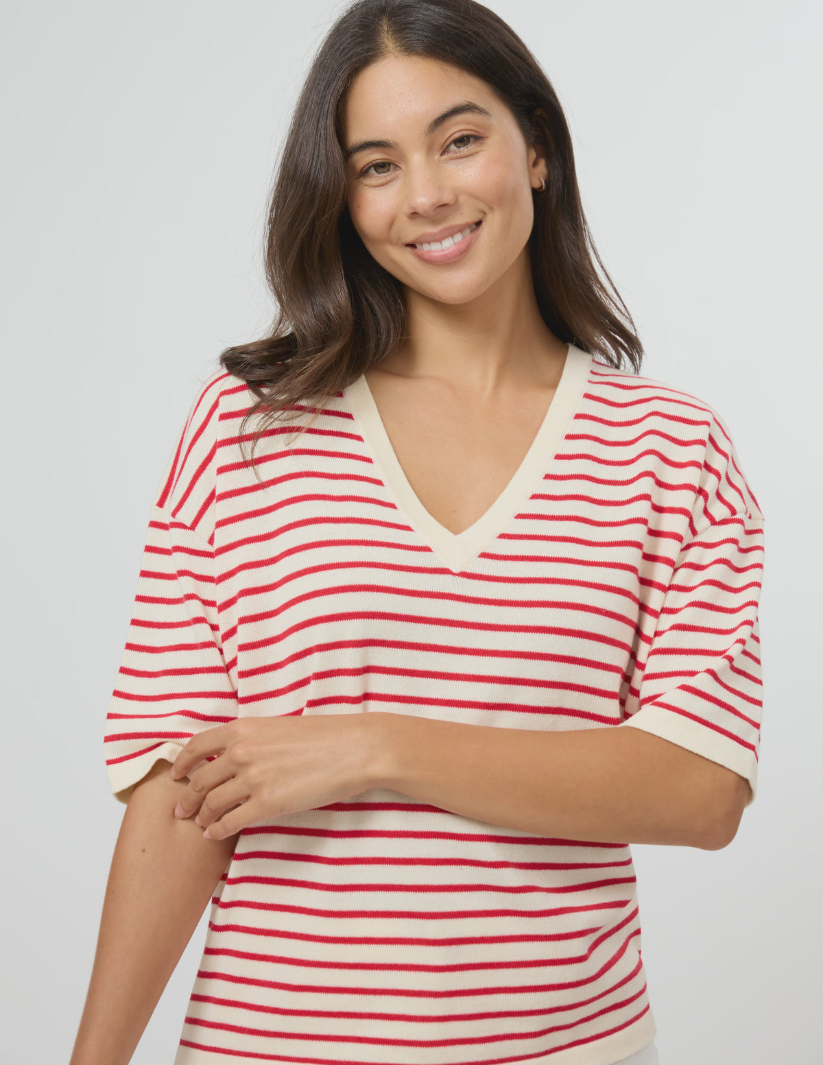 Celine Knit - Ivory/Red