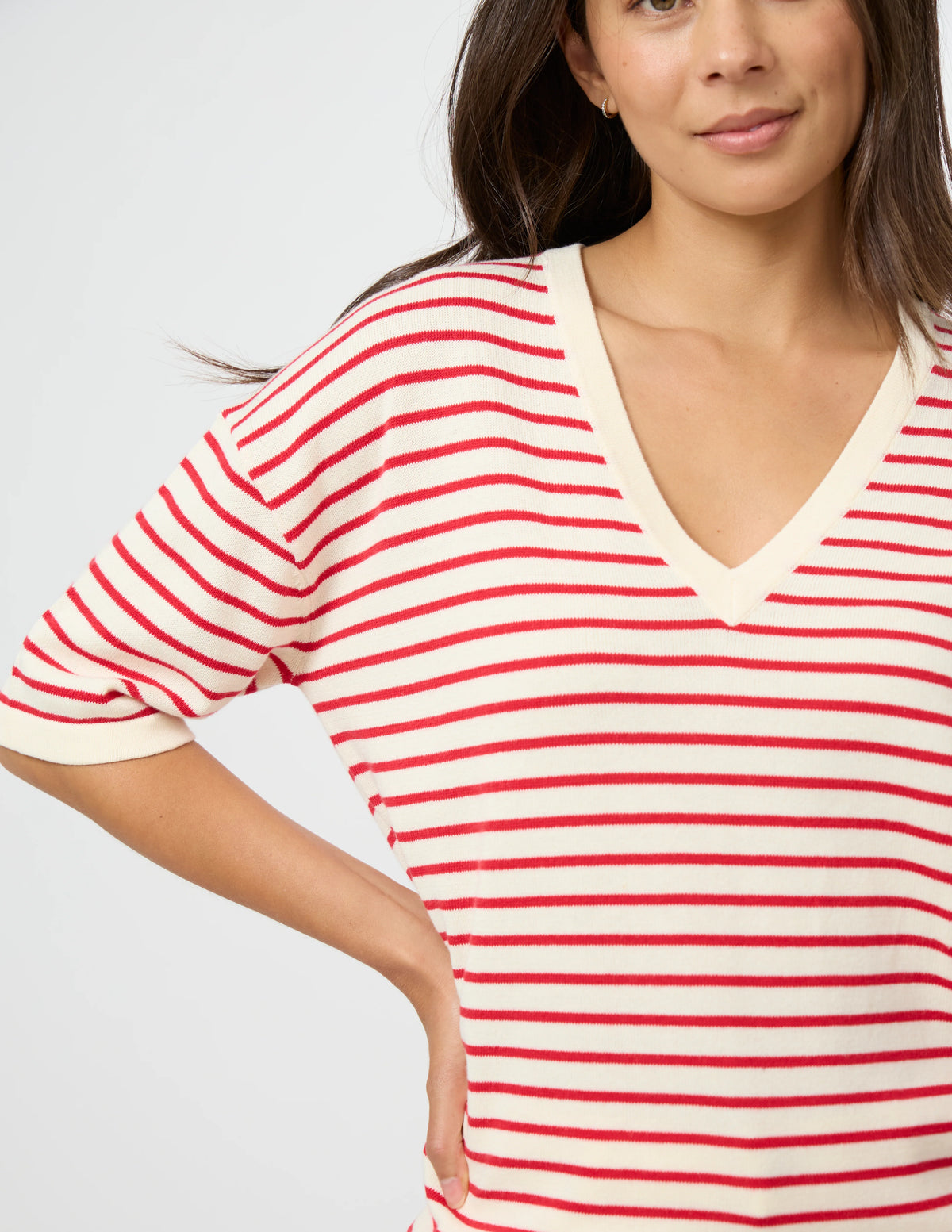 Celine Knit - Ivory/Red