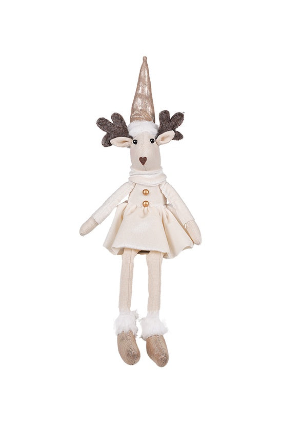 Eldina Velvet Sitting Deer Girl Cream