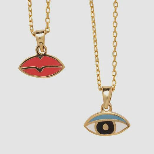 Yellow Owl Workshop Eyes & Lips - Double Sided Pendant Necklace