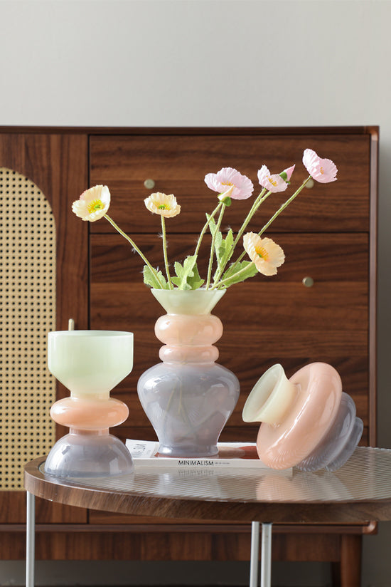 Tri-Colour Ombre Glass Vase Large