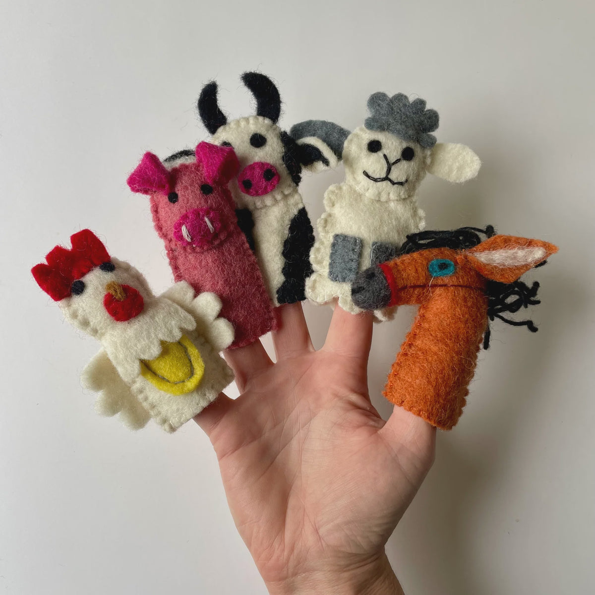 Finger Puppets - Farm Friends five colorful felt farm animal finger puppets