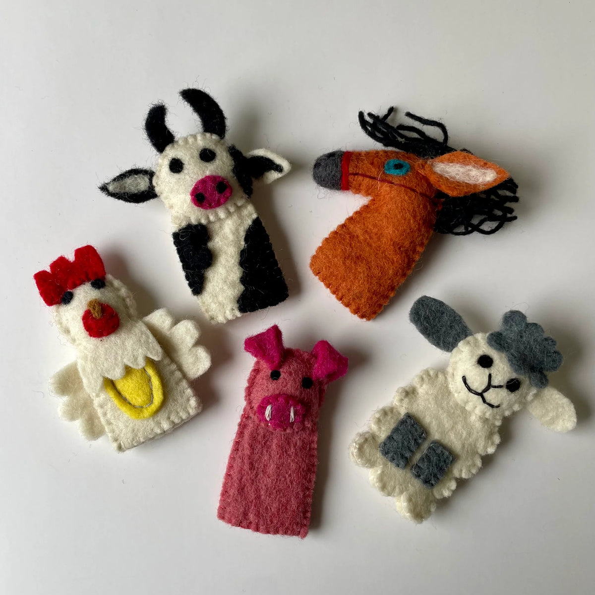 Finger Puppets - Farm Friends five colorful felt farm animal finger puppets