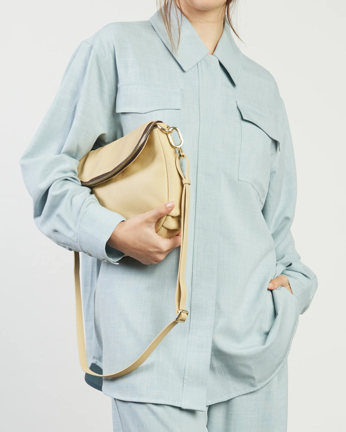 Saben Fifi Crossbody - Raffia Beige crossbody bag