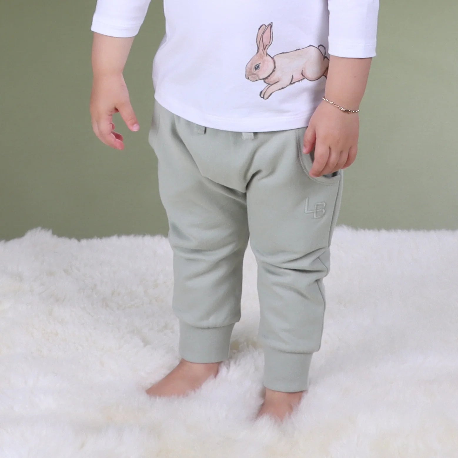 Dimples Fleece Jogger Pants - Sage