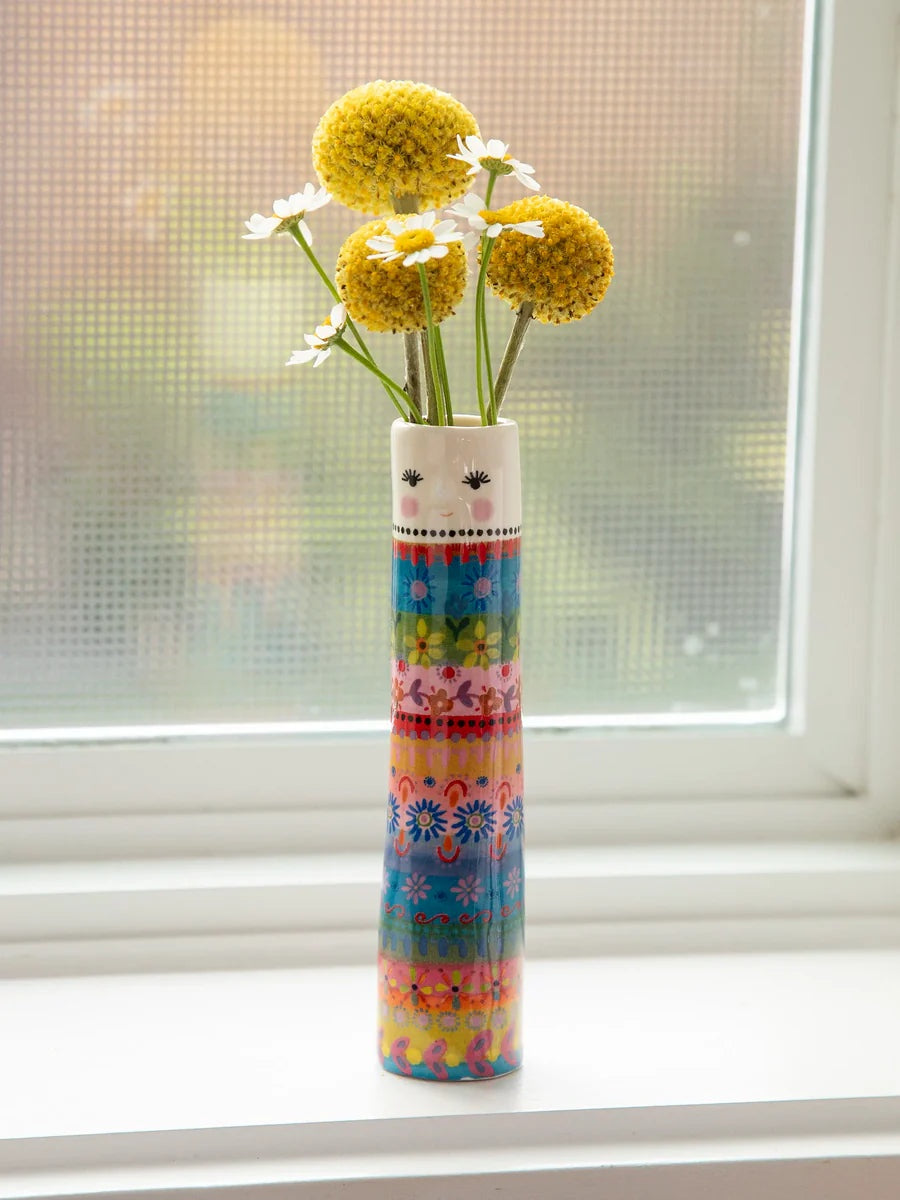 Natural Life Folk Friend Bud Vase - Folk Lady