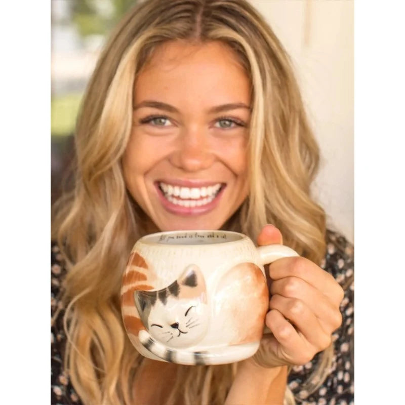 Natural Life Folk Art Mug - All U Need Is Love Cat
