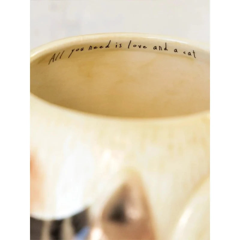 Natural Life Folk Art Mug - All U Need Is Love Cat