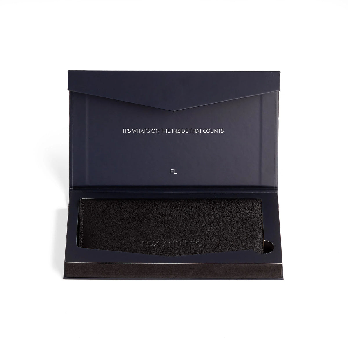 Black wallet with 'FOX AND LEO' branding The Swallet - Black