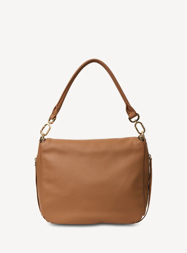 SABEN Frankie Shoulder Bag - Toffee Brown handbag with gold accents