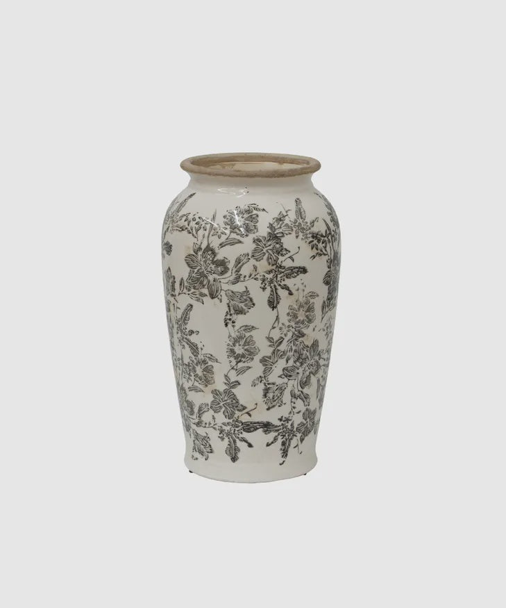 French Country Collections Black Floral Vase Small