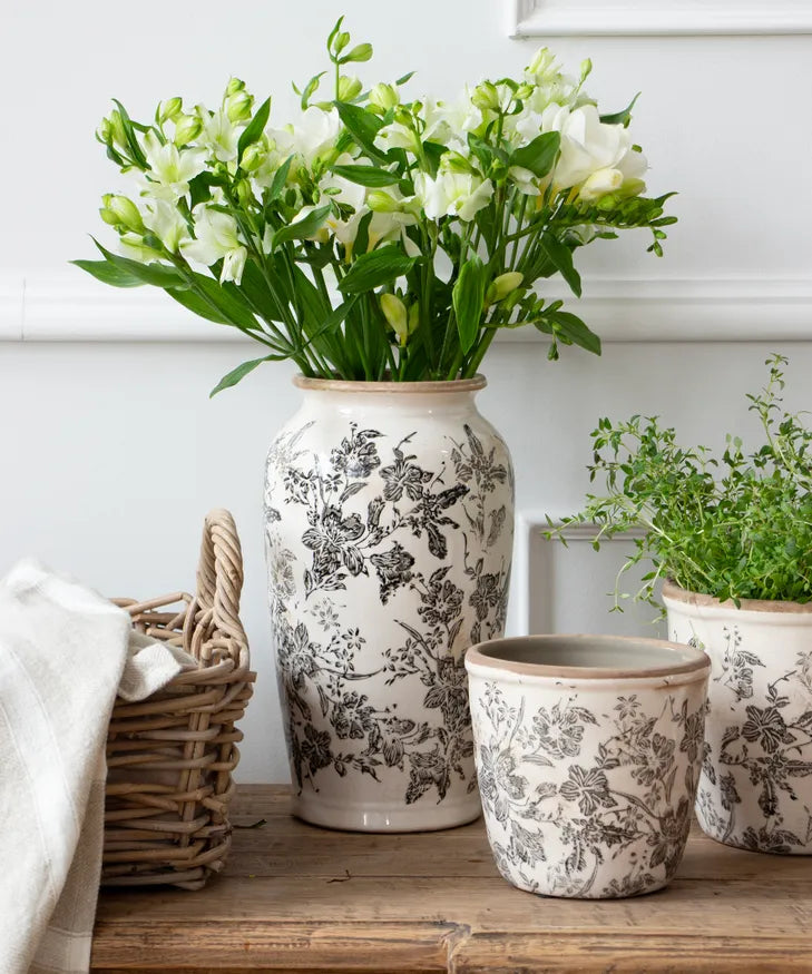 French Country Collections Black Floral Vase Small