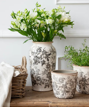 French Country Collections Black Floral Vase Small