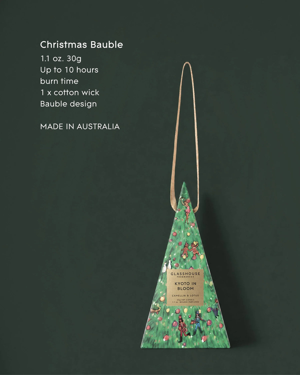 Glasshouse GF 30g Christmas Tree Bauble Candle - Kyoto In Bloom - X26