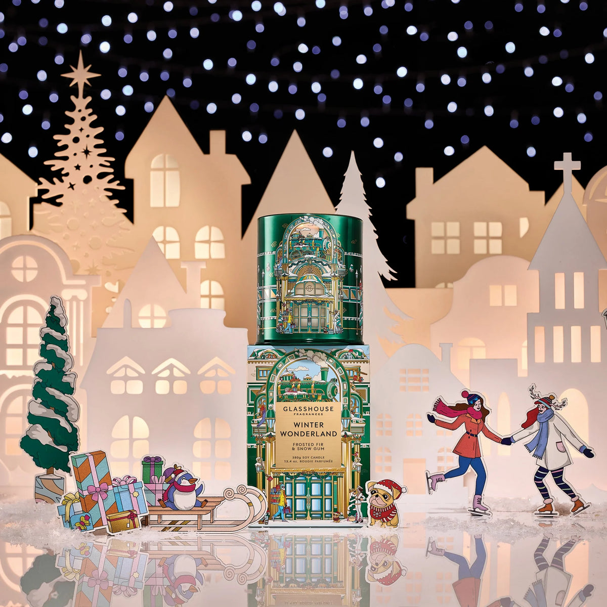 Glasshouse Fragrances GF Christmas Candle 380g - Winter Wonderland