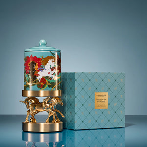 Glasshouse Gold candle holder with horses Freedom of the Horse