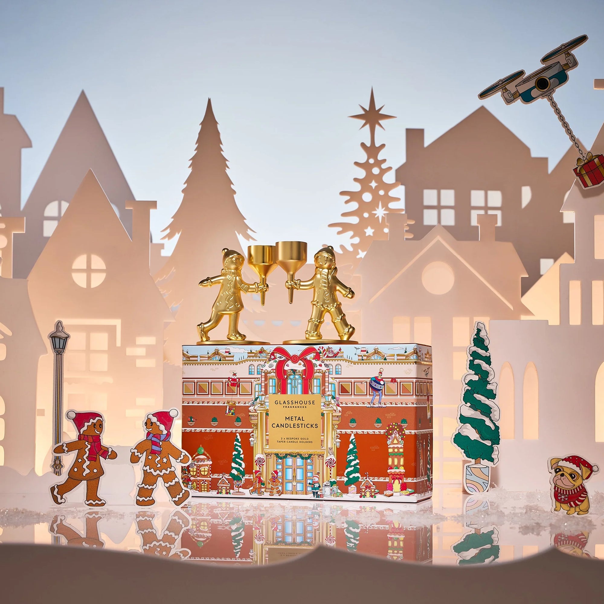 Glasshouse Fragrances Metal Candlestick Holders Gold metal candlesticks