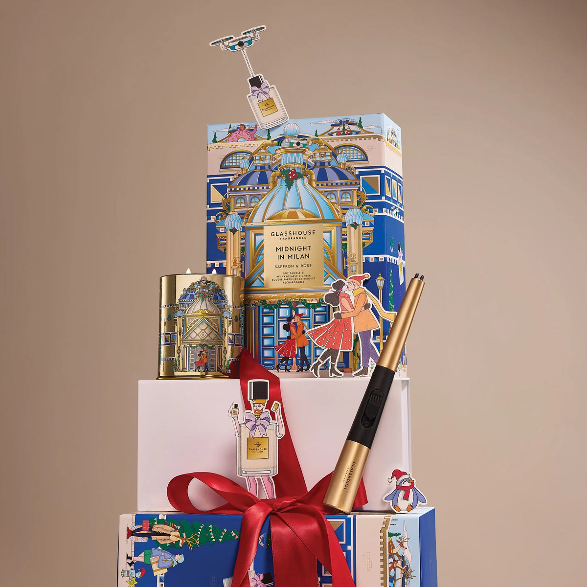 Glasshouse Fragrances Midnight in Milan 380g Candle & Arc Wand Lighter Gift Set