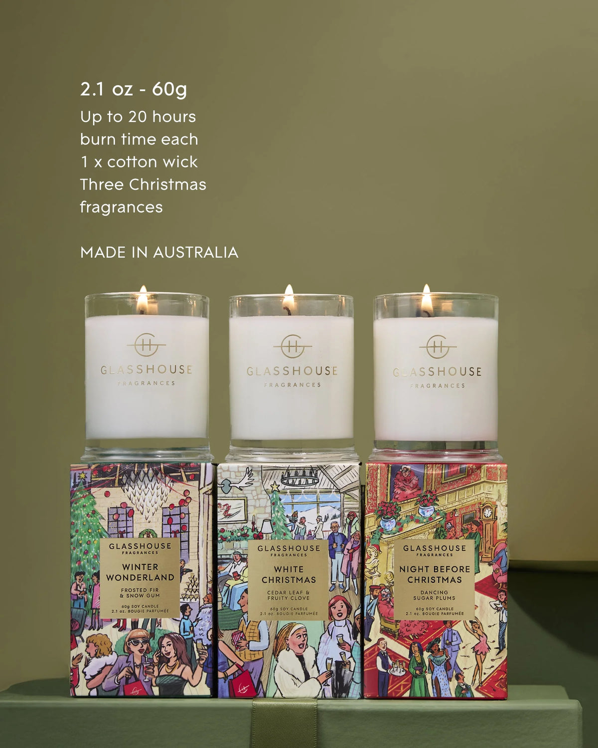 Glasshouse GFX26 Christmas Candle 60g Trio