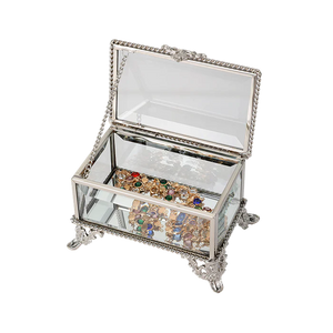 Glass Jewellery box Silver with Clear Glass 6.7 x 10 x 6.5 cm