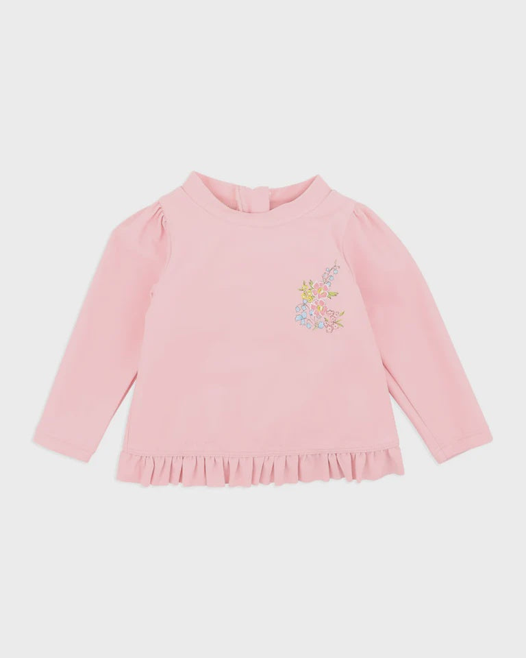 MINIHAHA BABY GIRLS PINK LS RASH TOP SWIMwear