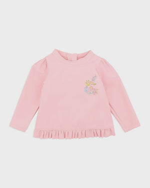 MINIHAHA BABY GIRLS PINK LS RASH TOP SWIMwear