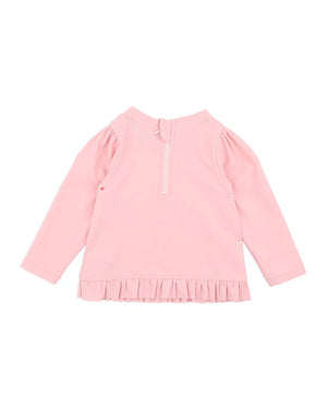 MINIHAHA BABY GIRLS PINK LS RASH TOP SWIMwear