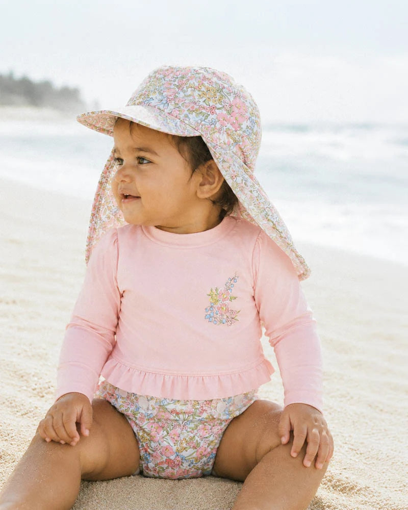 MINIHAHA BABY GIRLS PINK LS RASH TOP SWIMwear