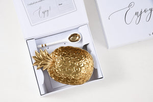 Pampa Bay Get Gifty - The Golden Pineapple Set Gold pineapple-shaped dish