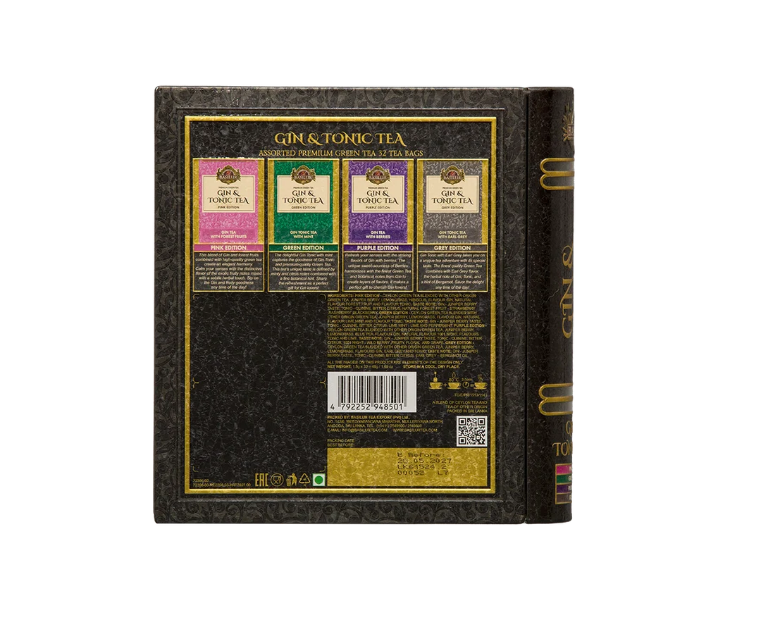 Gin & Tonic Tea- Black Limited Edition -32 Enveloped Tea Bags - 4 Flavours