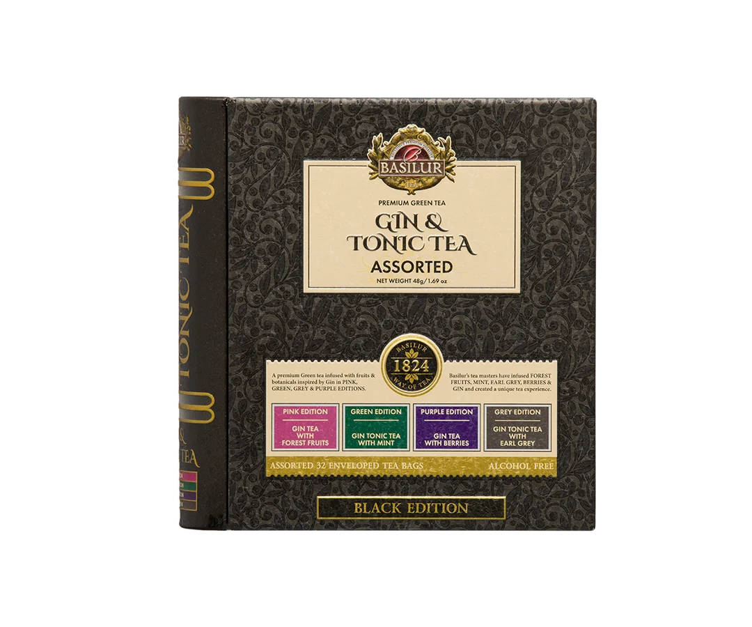 Gin & Tonic Tea- Black Limited Edition -32 Enveloped Tea Bags - 4 Flavours