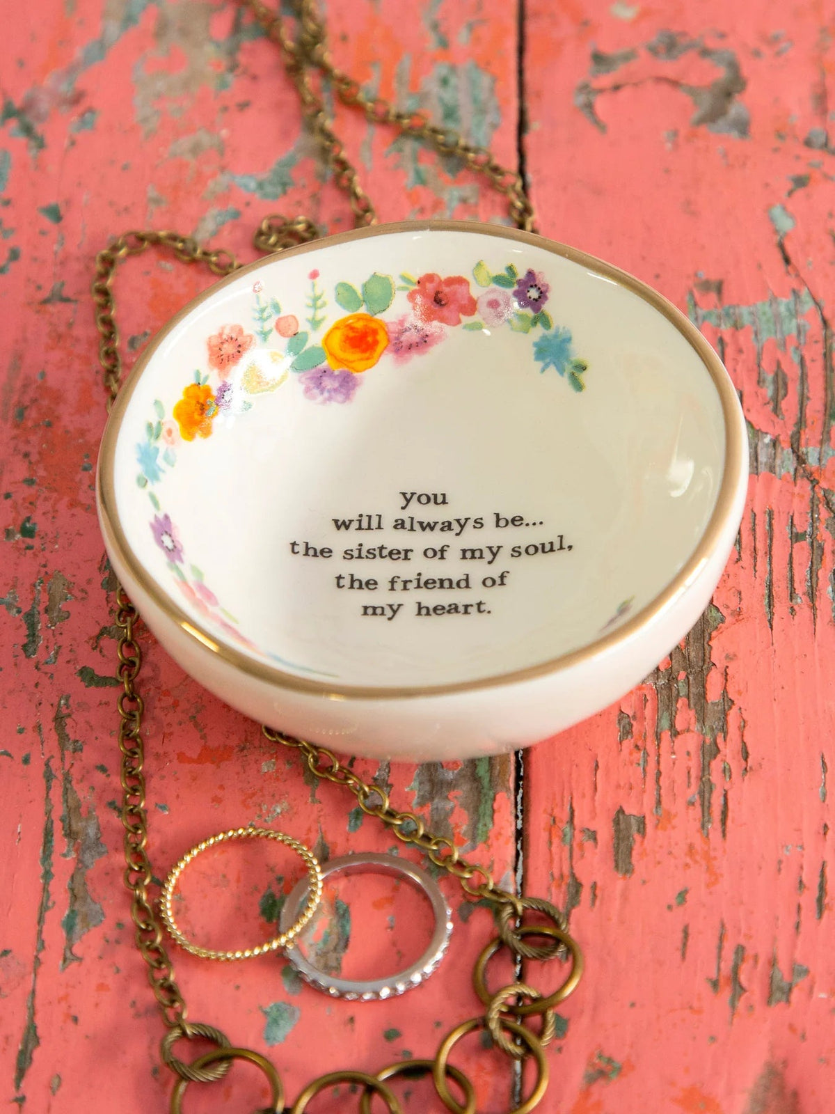 Decorative dish with floral design Natural Life Giving Trinket Bowl Sister Friend