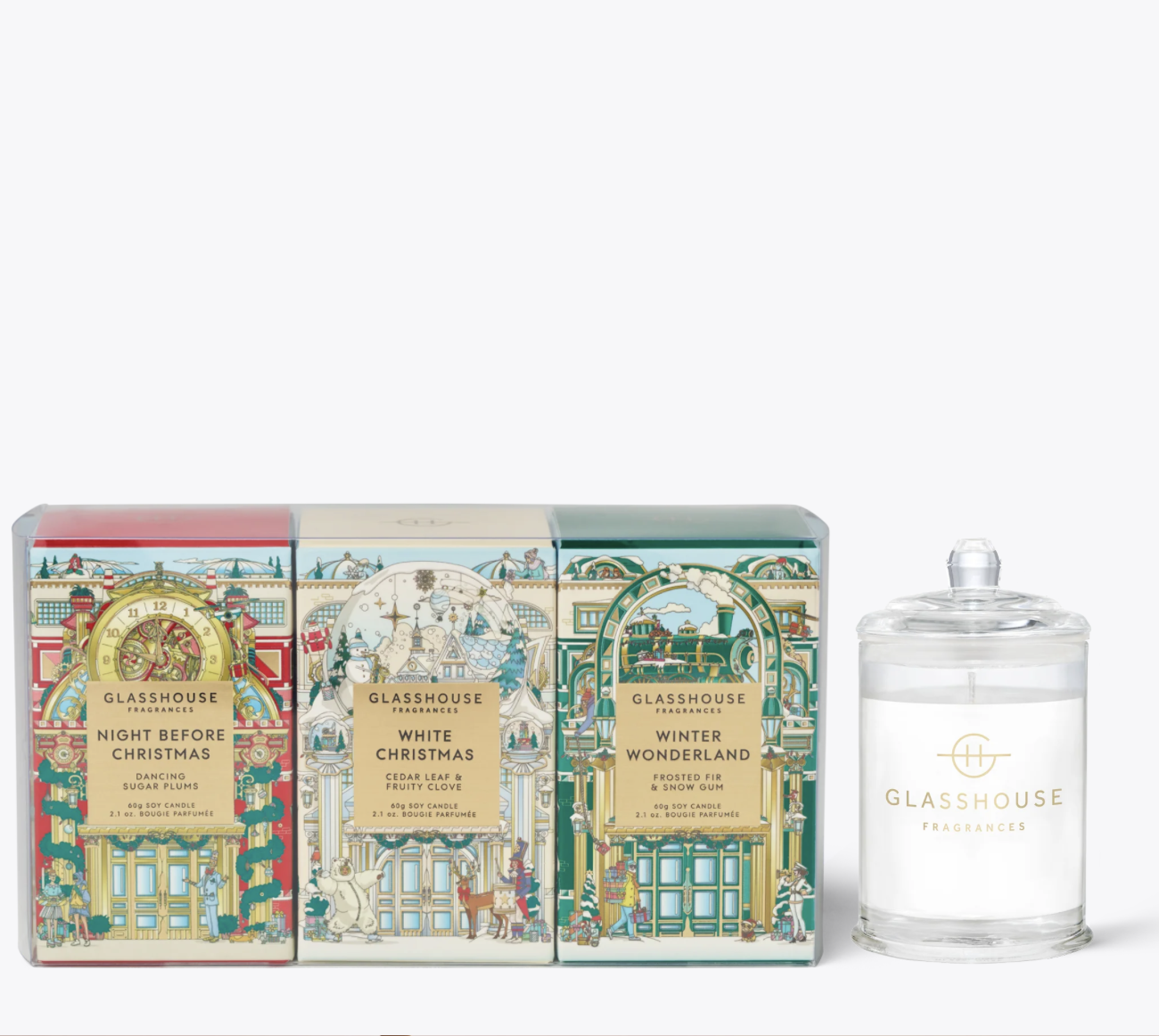 Glasshouse ASSORTED FRAGRANCES 3 x 60g Triple Scented Soy Candle Christmas Collection 2025