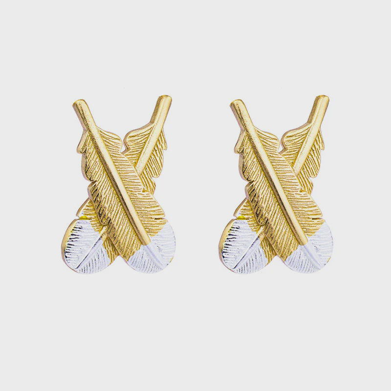 Huia Crossed Feather Earrings