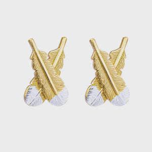 Huia Crossed Feather Earrings