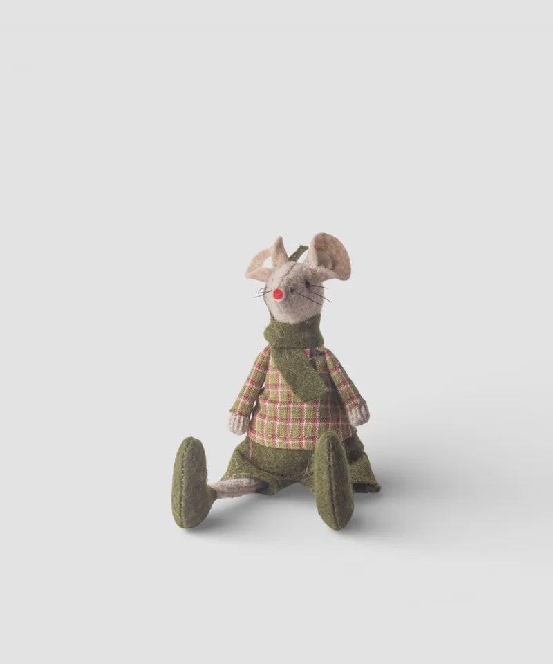  French Country Collections Green Tilly Mouse Sitting Christmas Decoration
