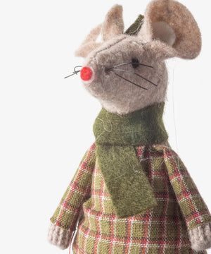  French Country Collections Green Tilly Mouse Sitting Christmas Decoration