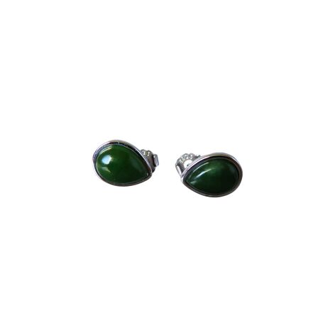 Wildside Gifts NZ Greenstone Teardrop Sterling Silver Studs 12x9mm